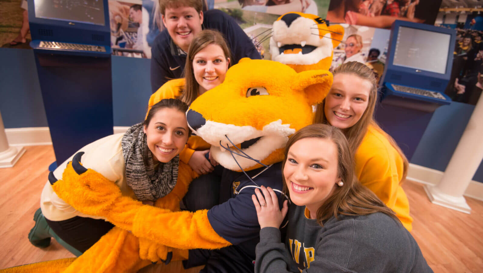 group of students with mascots