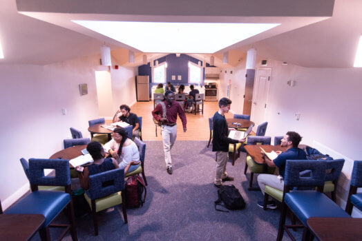 Students in campus lounge